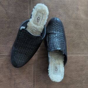 UGG Black Textured Slip-On Shoes